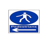 VSafety Pedestrians, Arrow Left Sign - Portrait - 150mm x 200mm - 2mm Rigid Plastic