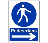 VSafety Pedestrians, Arrow Right Sign - Portrait - 200mm x 300mm - 2mm Rigid Plastic