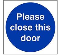 VSafety Please Close This Door Mandatory Sign - Square - 150mm x 150mm - 1mm Rigid Plastic