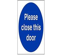 VSafety Please Close This Door Mandatory Sign - Square - 200mm x 200mm - 1mm Rigid Plastic