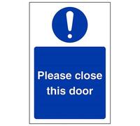 VSafety Please Close This Door Sign - Portrait - 100mm x 150mm - Self Adhesive Vinyl