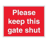 VSafety Please keep this gate shut - 800x600mm 3mm Aluminium Composite With Fixing Channel Safety Sign