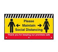 Vsafety Please Maintain Social Distancing - Premises PCV Banner - 1800x900mm