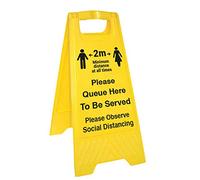 Vsafety Please Queue Here - Double Sided Floor Sign