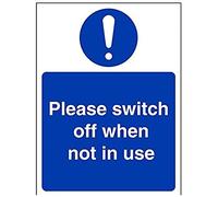 VSafety Please Switch Off When Not In Use Sign - Portrait - 150mm x 200mm - 1mm Rigid Plastic