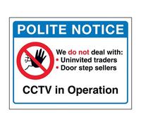 VSafety Polite Notice: Do Not Deal With Uninvited Traders Sign - 150mm x 100mm - Window Sticker