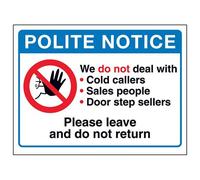 VSafety Polite Notice: We Do Not Deal With Door Sellers Sign - 150mm x 100mm - Window Sticker