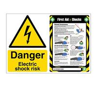 VSafety Poster Combo - Danger Electric Shock/First Aid Shocks-600x450-2mm Rigid Plastic Safety Sign