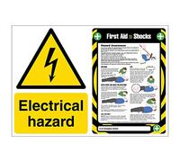 VSafety Poster Combo - Electrical Hazard/First Aid Shocks-600x450-2mm Rigid Plastic Safety Sign