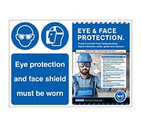 VSafety Poster Combo - Face Shield Must Be Worn/Eye&Face Protection A2-594x420-Polyprop Safety Sign
