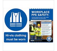 VSafety Poster Combo - HiVis Must Be Worn/Workplace PPE Safety A2-594x420-Polyprop Safety Sign