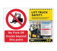 VSafety Poster Combo - No FLTs Beyond This Point/Lift Truck Safety-600x450-2mm Rigid Safety Sign