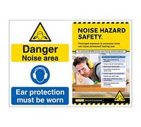 VSafety Poster Combo - Noise Danger/Noise Hazard Safety A2-594x420-Polyprop Safety Sign