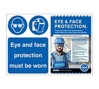 VSafety Poster Combo - Protection Must Be Worn/Eye & Face Protection A2-594x420-Polyprop Safety Sign