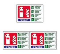 VSafety Powder Id Fire Extinguisher Sign - Landscape - 150mm x 100mm - Self Adhesive Vinyl (Pack of 3)