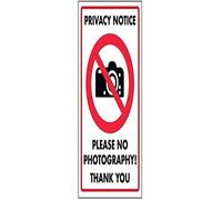 VSafety Privacy Notice/Please No Photography! Thank You Sign - 150mm x 200mm - Self Adhesive