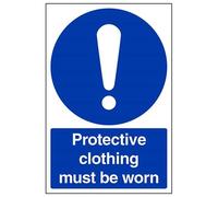 VSafety Protective Clothing Must Be Worn Sign - Portrait - 200mm x 300mm - 1mm Rigid Plastic