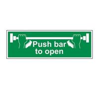 VSafety Push Bar To Open Sign - Landscape - 600mm x 200mm - 2mm Rigid Plastic
