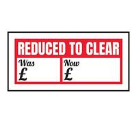 VSafety Reduced To Clear - Was/Now Sticker - 51x25mm (Roll of 250)