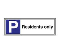 VSafety Residents Only Parking Sign - Landscape - 450mm x 150mm - Self Adhesive Vinyl