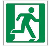 Vsafety Running Man Right Logo Fire Exit Sign - 100mm x 100mm - Self Adhesive Vinyl