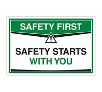 VSafety Safety First Sign - Safety Starts With You - 300 x 200mm, 1mm Rigid Plastic