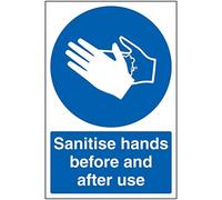 Vsafety Sanitise Hands Before And After Use - 200mm x 300mm - 1mm Rigid Plastic