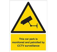 VSafety Security Notice, This Car Park Is Monitored And Patrolled By Cctv 24 Hours Sign - Portrait - 300mm x 400mm - Self Adhesive Vinyl