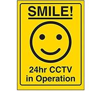 VSafety Smiley Face 24hr CCTV in Operation Sign - 150mm x 200mm - Rigid Plastic