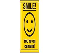 VSafety Smiley Face You're on Camera Sign - 100mm x 150mm - Self Adhesive Vinyl