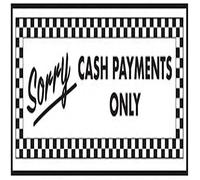 VSafety Sorry Cash Payments Only Sign - 300mm x 100mm - Window Sticker