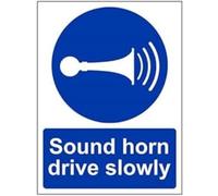VSafety Sound Your Horn Drive Slowly Sign - Portrait - 150mm x 200mm - 1mm Rigid Plastic