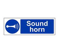 VSafety Sound Your Horn Sign - Landscape - 300mm x 100mm - 1mm Rigid Plastic