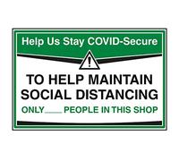 VSafety Stay Covid Secure - Maintain Social Distancing Sign - 300mm x 200mm - Self Adhesive Vinyl