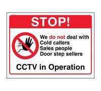 VSafety Stop! Door Step Sellers Will Be Reported Sign - 200mm x 150mm - Window Sticker