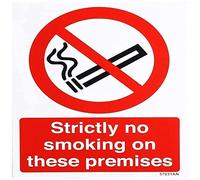 VSafety Strictly No Smoking On These Premises Prohibition Sign - Portrait - 150mm x 200mm - Self Adhesive Vinyl