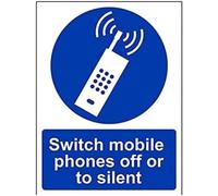VSafety Switch Mobile Phone Off Or Silent Sign - Portrait - 150mm x 200mm - 1mm Rigid Plastic