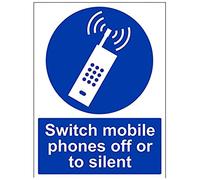 VSafety Switch Mobile Phone Off Or Silent Sign - Portrait - 300mm x 400mm - 1mm Rigid Plastic