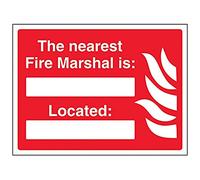 VSafety The Nearest Fire Marshals Is Located Sign - Landscape - 200mm x 150mm - 1mm Rigid Plastic