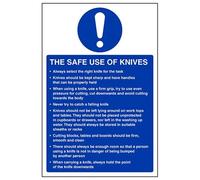 VSafety The Safe Use Of Knives Sign - Portrait - 200mm x 300mm - Self Adhesive Vinyl