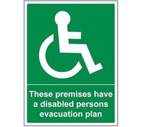 VSafety These Premises Have A Disabled Persons Evacuation Plan Sign - Portrait - 300mm x 400mm - Self Adhesive Vinyl