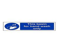 VSafety This Basin For Hand Wash Only Sign - Landscape - 300mm x 100mm - 1mm Rigid Plastic