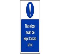 VSafety This Door Must Be Kept Locked Shut Sign - Portrait - 150mm x 200mm - 1mm Rigid Plastic
