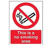VSafety This Is A No Smoking Area Prohibition Sign - Portrait - 150mm x 200mm - 1mm Rigid Plastic