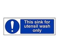 VSafety This Sink For Utensil Wash Only Sign - Landscape - 300mm x 100mm - 1mm Rigid Plastic
