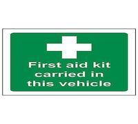 VSafety This Vehicle Carries A First Aid Kit Sign - Square - 100mm x 100mm - Self Adhesive Vinyl