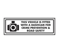 VSafety This Vehicle Is Fitted With A Dashcam For Crime Prevention Sign - 200mm x 80mm - Self Adhesive