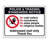 VSafety Trading Standards: Addressed Mail Only Thank You Sign - 200mm x 150mm - Window Sticker
