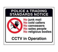 VSafety Trading Standards: No Cold Callers CCTV in Use Sign - 200mm x 150mm - Window Sticker