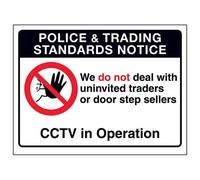 VSafety Trading Standards: No Uninvited Traders Sign - 150mm x 100mm - Window Sticker
